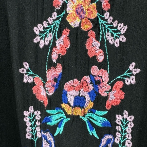 Free People Size XS Boho Mini Dress Perfectly Victorian Embroidered Black - Picture 6 of 6